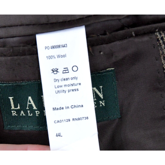 Lauren Ralph Lauren Blazer Men's 44L(R) Beige Check Sport Coat Jacket - Picture 3 of 12
